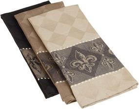 img 3 attached to 🧺 DII French Jacquard Kitchen Collection, Dish Towel Set, Fleur de Lis Design, 3-Piece Set - CAMZ31958