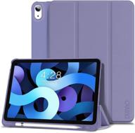 📱 dunno ipad air 4 case 10.9 inch 2020, slim smart cover (supports 2nd pencil charging & touch id) with auto awake/sleep function for ipad air 4 10.9 2020 - gray/purple logo