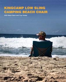 img 3 attached to 🪑 KingCamp Low Beach Chair: Folding, Lightweight, Portable Backpack Chair for Adults with Cup Holder & Pocket. Ideal for Outdoor Camping, Concerts, Festivals, Travel, Sports, Lawn, and Sand - Cyan Color
