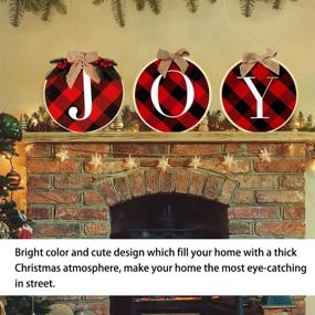 img 2 attached to 🎄 Rustic Burlap Wooden Joy Sign Plaid Wreath: Festive Christmas Decorations for Home and Outdoor Parties