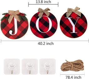 img 1 attached to 🎄 Rustic Burlap Wooden Joy Sign Plaid Wreath: Festive Christmas Decorations for Home and Outdoor Parties