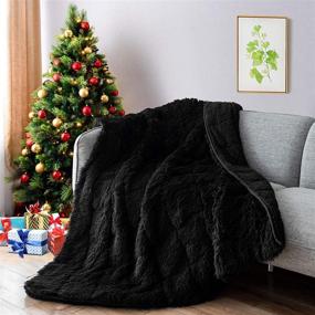 img 4 attached to 🖤 Lofus Faux Fur Weighted Blanket: Cozy Shaggy Longfur Sherpa Blanket for Adults, 15lbs – Plush, Washable and Warm - 60"x80" (Black)