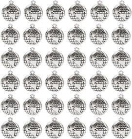 img 4 attached to 🌍 AUEAR Silver Earth Globe Charms: 100-Piece Alloy Pendant for Jewelry Making Bracelets & Necklaces