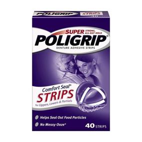 img 1 attached to Super Poligrip Strips - Size 40 Ct: Strong All Day Comfort Seal Denture Adhesive Strips for Lasting Hold