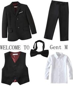 img 2 attached to 5-Piece Slim Fit Gent M Boys Wedding Suit Set - Black Blue Blazer Pants Outfit