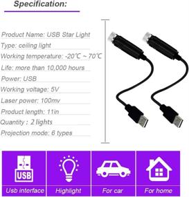 img 3 attached to 🌟 USB Night Light, BAILONGJU Star Projector Night Light, Car Interior Lights, Portable Bending Freely Night Light Decor for Car, Ceiling, Bedroom, Party - 2 Pack (Red & Violet Blue)