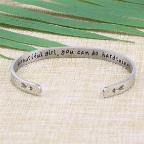 img 3 attached to Personalized Mantra Cuff Bracelets for Women - Encouragement Gift for Friends and Birthdays