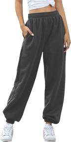 img 4 attached to Stylish Women's Cinch Bottom Sweatpants with High Waist, Pockets and Athletic Fit: Perfect for Gym, Sports and Lounge