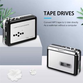 img 2 attached to 🎧 OfficeLead Vintage Auto Reverse Cassette Player - Classical Portable Tape Player, Compatible with Laptops, PCs & More, includes Earphones