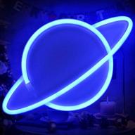 🌌 знак неона planetary blue led - планетарная настенная лампа с батареей/usb для домашнего декора, детской комнаты, вечеринки и рождественского украшения - неоновый свет космоса + логотип