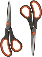 📎 8-inch multipurpose scissors bulk 2-pack - ultra sharp titanium blade shears for office, home, school, sewing, fabric, crafts - comfort-grip handles - sturdy and suitable for right or left handed users logo