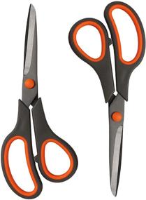 img 4 attached to 📎 8-Inch Multipurpose Scissors Bulk 2-Pack - Ultra Sharp Titanium Blade Shears for Office, Home, School, Sewing, Fabric, Crafts - Comfort-Grip Handles - Sturdy and Suitable for Right or Left Handed Users