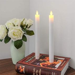 img 3 attached to Wondise Flameless Taper Candles with Remote and Timer - Battery Operated 9 Inch Moving Wick LED Candles, Real Wax, White, Set of 2 (D0.78 x H9.5 Inches) - Ideal for Holiday Decoration and Window Displays