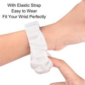 img 2 attached to 🎀 Soft Cloth Elastic Scrunchie Bands Compatible with Fitbit Charge 4 / Charge 3 / Charge 3 SE, for Women Men (Small, White)