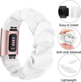 img 3 attached to 🎀 Soft Cloth Elastic Scrunchie Bands Compatible with Fitbit Charge 4 / Charge 3 / Charge 3 SE, for Women Men (Small, White)