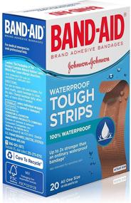 img 3 attached to 💦 Band-Aid Waterproof Tough Strips Adhesive Bandages - Pack of 2 (20 Count)