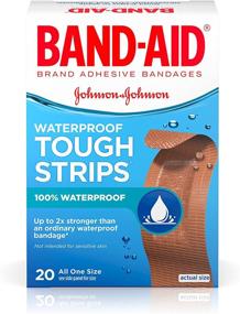 img 4 attached to 💦 Band-Aid Waterproof Tough Strips Adhesive Bandages - Pack of 2 (20 Count)