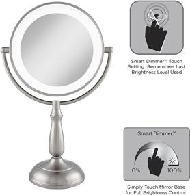 img 1 attached to 💡 Zadro Ultra Bright LED Lighted Dual-Sided 12X/1X Magnification Mirror - Smart Touch Dimmer Vanity Beauty Makeup Mirror in Satin Nickel