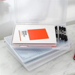 img 1 attached to 📁 2-Pack Clear A4 Plastic File Box - Transparent Document Organizer Case for Paper Storage, Office Supplies, Desk Organizers, Magazine Holder