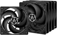 🌀 arctic p12 pwm pst value pack - 120mm case fan, 5-pack, pwm sharing technology (pst), pressure-optimized, ultra-quiet motor, pc, 200-1800 rpm - black/black логотип