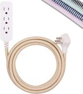 💡 cordinate designer power strip with surge protection, 10 ft extension cord, tamper resistant outlets - white/tan logo