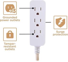 img 3 attached to 💡 Cordinate Designer Power Strip with Surge Protection, 10 Ft Extension Cord, Tamper Resistant Outlets - White/Tan