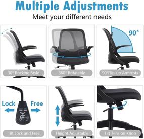 img 1 attached to 🪑 FelixKing Ergonomic Mesh Office Chair with Adjustable Height, Lumbar Support, and Flip-up Arms - Black