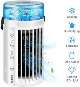 img 2 attached to IMIKEYA Portable Air Conditioner Fan 4-in-1 Mini Evaporative Cooler 3 Speeds Personal AC Quiet Desk Fan USB Powered