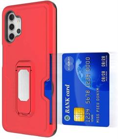 img 1 attached to Eclipse Legend Cases For Samsung Galaxy A32 5G With Tempered Glass Screen Protector And Kickstand Belt Clip Holster With Credit Card Slot Case (Red)