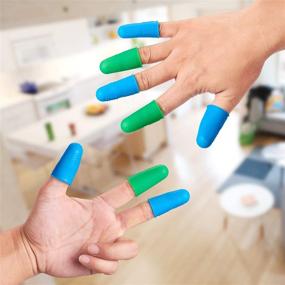 img 1 attached to 🔧 Silicone Hot Glue Gun Finger Protectors - 12pcs Finger Covers Caps for Wax Rosin Resin Honey Adhesives Scrapbooking Sewing Craft, in Small, Medium, and Large Sizes - Blue+Green