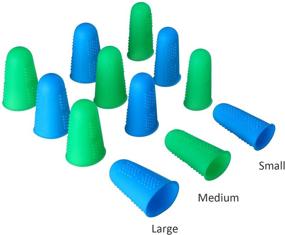 img 3 attached to 🔧 Silicone Hot Glue Gun Finger Protectors - 12pcs Finger Covers Caps for Wax Rosin Resin Honey Adhesives Scrapbooking Sewing Craft, in Small, Medium, and Large Sizes - Blue+Green