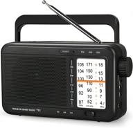 portable battery operated am fm sw transistor radio – enhanced reception, high-quality sound, clear display, large knob & earphone jack – powered by 3 d cell batteries or ac power logo