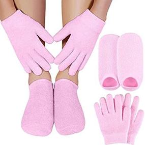 img 2 attached to ✋ Fatuxz Hydrating Spa Socks Gloves Set for Softening Repairing Moisturization of Dry Cracked Hands Feet Skin, Whitening Care, Beauty Treatment with Moisturizing Gel and Cooling Soft Silicone - Pink