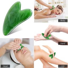 img 1 attached to Gua Sha Facial Tools: Trigger Point Massager with Smooth Edge for Facial Therapy and Acupuncture, Green Guasha Resin for Face, Eyes, Neck and Body Therapy