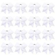 🎀 stylish and durable 16pcs 8" large cheer hair bows ponytail holder elastic band for teen girls & college sports - handmade for cheerleading (white, 16 pcs) logo