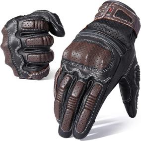 img 4 attached to 🧤 AXBXCX Motorcycle Genuine Leather Gloves: Vintage Style Touchscreen Full Finger Gloves for Unparalleled Performance