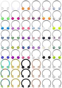 img 1 attached to Lcolyoli Surgical Steel Nose Septum Rings Piercing Jewelry - 24-55 Pieces, 16G, Externally Threaded Helix Daith Earring Hoop Lip Horseshoe Barbell - Ideal for Women & Men, 8mm & 10mm Sizes Available