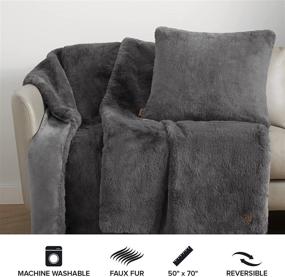 img 1 attached to 🔥 UGG Euphoria Plush Faux Fur Reversible Throw Blanket - Charcoal (50x70) - Enhance your Home Décor