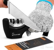 img 1 attached to 🔪 Enhance Your Kitchen Skills with the 4-in-1 Kitchen Knife Accessories Set: Repair, Restore, and Polish Blades with the 3-Stage Knife Sharpener, Plus a Cut-Resistant Glove (Black) review by Nicole Mcleod