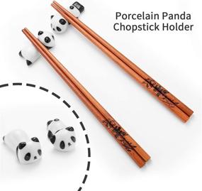 img 2 attached to 🐼 Efaithtek Cute Panda Chopsticks and Rest Gift Set: Reusable Wooden Chopsticks with Ceramic Holder, Ideal for Wedding, Anniversary, Birthday Presents! (2 Pairs)