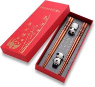 🐼 efaithtek cute panda chopsticks and rest gift set: reusable wooden chopsticks with ceramic holder, ideal for wedding, anniversary, birthday presents! (2 pairs) logo