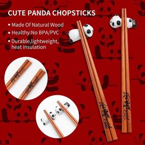 img 1 attached to 🐼 Efaithtek Cute Panda Chopsticks and Rest Gift Set: Reusable Wooden Chopsticks with Ceramic Holder, Ideal for Wedding, Anniversary, Birthday Presents! (2 Pairs)