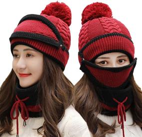 img 4 attached to Eseres Knitted Gaiter Windproof Beanie Women's Accessories in Scarves & Wraps