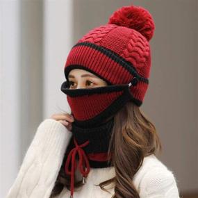 img 3 attached to Eseres Knitted Gaiter Windproof Beanie Women's Accessories in Scarves & Wraps