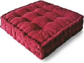 img 4 attached to 🧘 25x25 Inch Floor Pillow for Adults - Square Meditation Cushion Seat, Oversized Tufted Reading Nook for Kids, Yoga Meditation Floor Cushion in Maroon