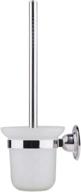 🚽 stainless steel wall-mounted toilet brush with anti-slip handle - white holder for bathroom accessories, cleaning brush included logo