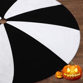 img 1 attached to 🌲 Sofevaim Black and White Lollipop 48 inch Tree Skirt: Festive Patchwork Halloween & Christmas Tree Mat for Home Holiday Party Decorations