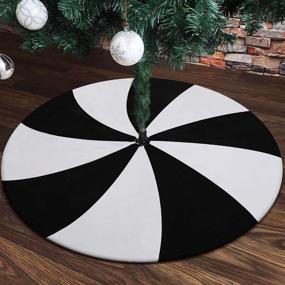 img 4 attached to 🌲 Sofevaim Black and White Lollipop 48 inch Tree Skirt: Festive Patchwork Halloween & Christmas Tree Mat for Home Holiday Party Decorations