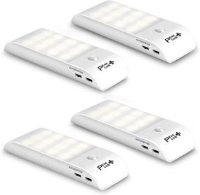 img 4 attached to 💡 PeakPlus LED Closet Lights: Battery Powered Motion Activated Light Strip (4 Pack) - Rechargeable & Wireless Stick On Lights for Cabinet Hallway Stairs