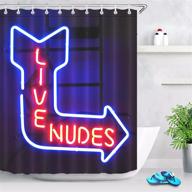 🚿 insomo funny shower curtain: live nudes neon sign blue for adults - fabric set with 10 hooks, 60x72 inch logo